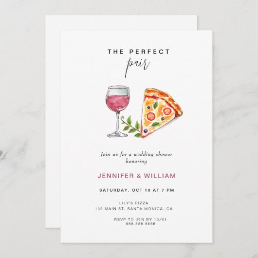 Invitation Pizza Couple's Shower (Devant / Derrière)