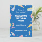 Invitation Pizza d'anniversaire à la crème glacée bleue migno (Debout devant)