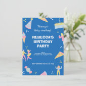 Invitation Pizza d'anniversaire à la crème glacée bleue migno (Debout devant)