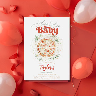 Invitation Pizza d'anniversaire Bébé tranche tranche