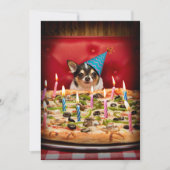 Invitation Pizza d'anniversaire Chihuahua (Devant)