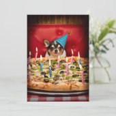 Invitation Pizza d'anniversaire de Chihuahua (Debout devant)
