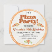 Invitation Pizza d'aquarelle ronde fête d'anniversaire (Dos)