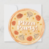 Invitation Pizza d'aquarelle ronde fête d'anniversaire (Devant)