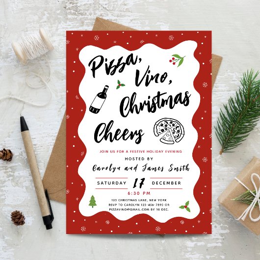 Invitation Pizza de Noël et fête du vin