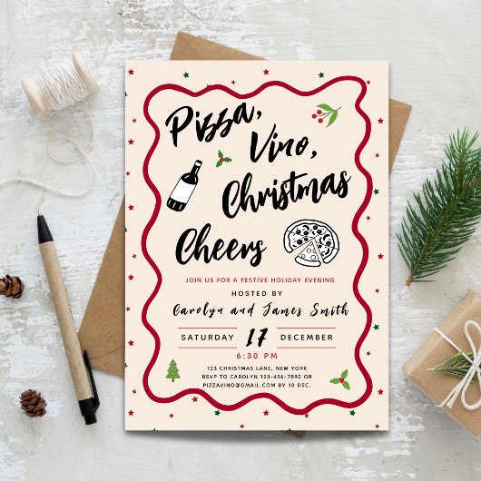 Invitation Pizza de Noël et fête du vin