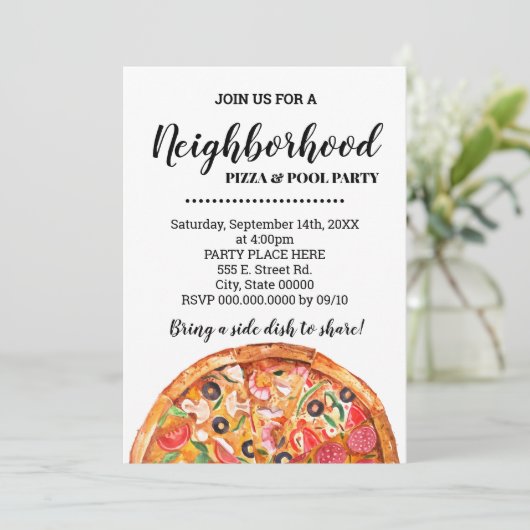 Invitation Pizza de quartier & Pool Summer Party Bash (Debout devant)