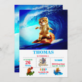 Invitation Pizza de surf de chat (Devant / Derrière)