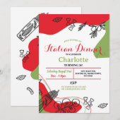 Invitation Pizza Dîner Italien Anniversaire Fête Déjeuner (Devant / Derrière)