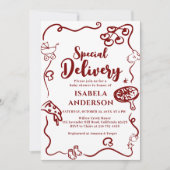 Invitation Pizza doodle special Delivery Baby Shower  (Devant)