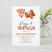Invitation Pizza et ailes Poulet Ailes Fête d'Anniversaire (Debout devant)