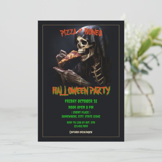 Invitation Pizza et os Halloween Party (Debout devant)