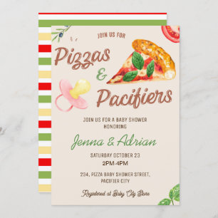 Invitation Pizza et Pacificateurs Girl Co-Ed Baby shower