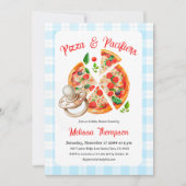 Invitation Pizza et Pacificateurs Party Blue Plaid Baby showe (Devant)