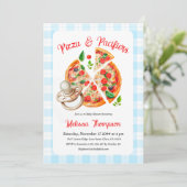 Invitation Pizza et Pacificateurs Party Blue Plaid Baby showe (Debout devant)