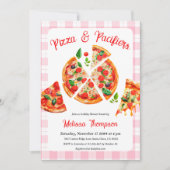 Invitation Pizza et Pacificateurs Pink Plaid Baby shower Part (Devant)