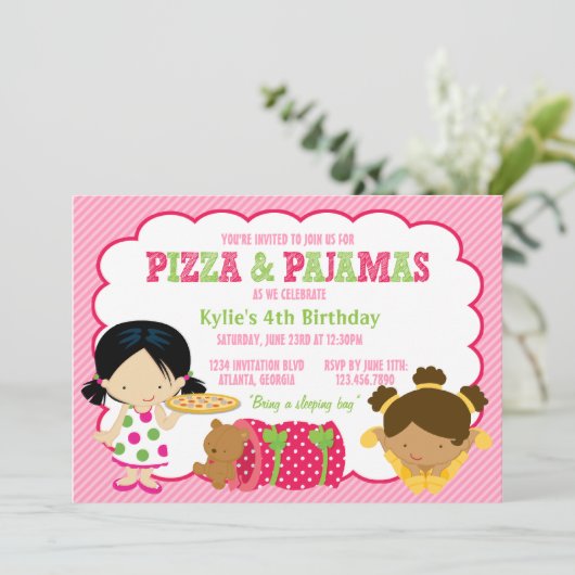 Invitation Pizza et Pajamas (Debout devant)