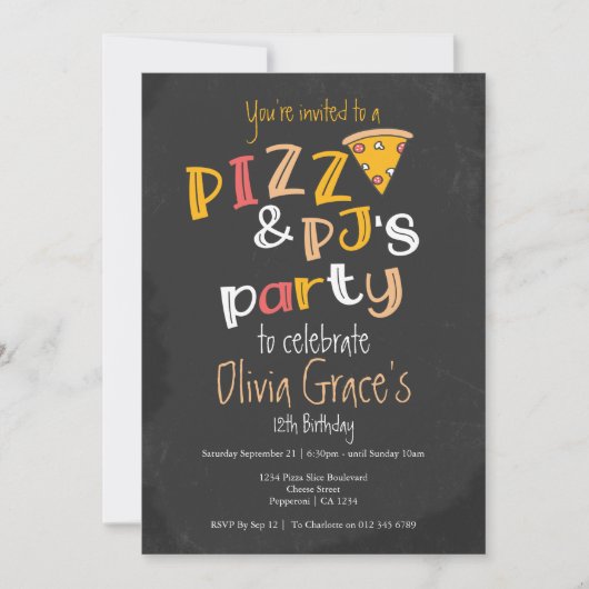Invitation Pizza Et Pyjama (Devant)