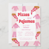 Invitation Pizza et Pyjama Filles Anniversaire (Devant)