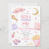 Invitation Pizza et pyjamas couchette fête du bois d'oeuvre (Devant)