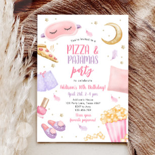 Invitation Pizza et pyjamas couchette fête du bois d'oeuvre