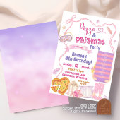 Invitation Pizza et Pyjamas de fille à la blonde rose
