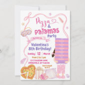 Invitation Pizza et Pyjamas, partie de la boue rose (Devant)