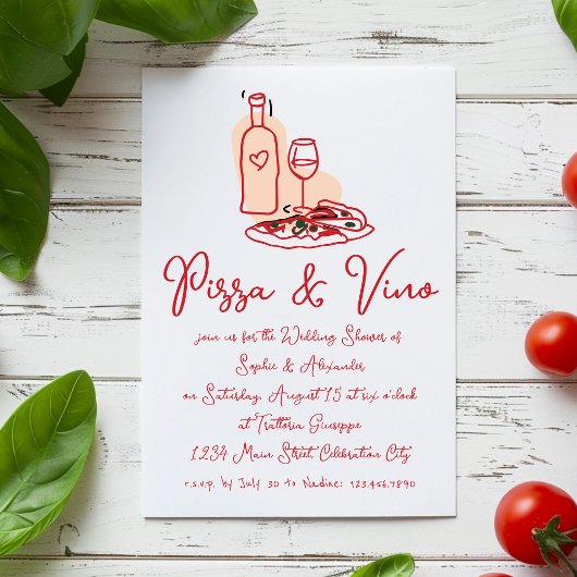 Invitation Pizza et Vino Whimsical main tiré Wedding shower