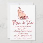Invitation Pizza et Vino Whimsical main tiré Wedding shower (Devant)