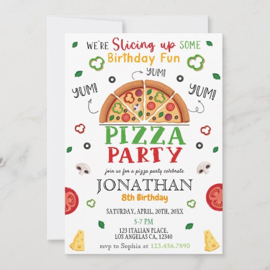 Invitation Pizza fête anniversaire Modèle d'invitation (Devant)
