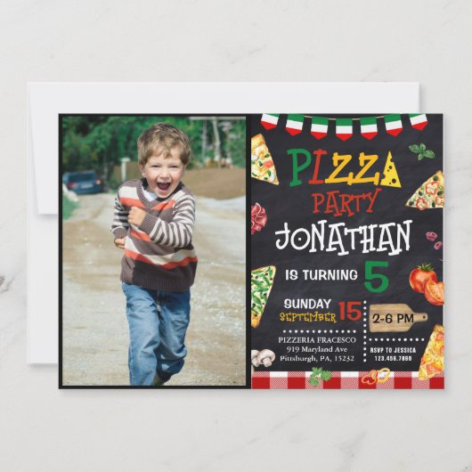 Invitation Pizza fête d'anniversaire (Devant)