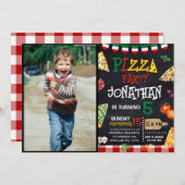 Invitation Pizza fête d'anniversaire (Devant / Derrière)