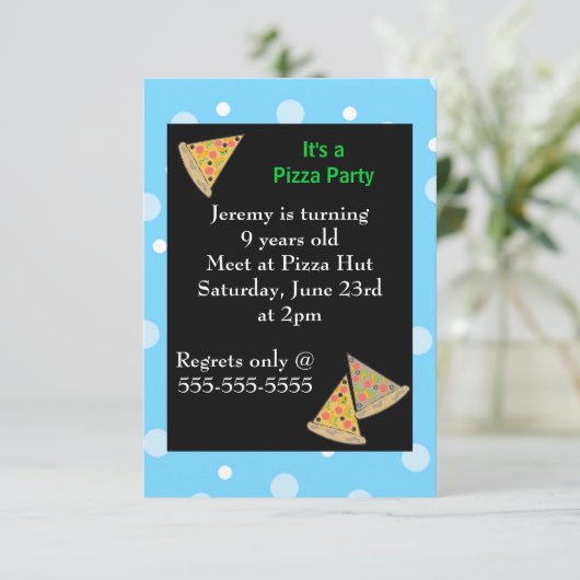 Invitation Pizza fête d'anniversaire (Debout devant)