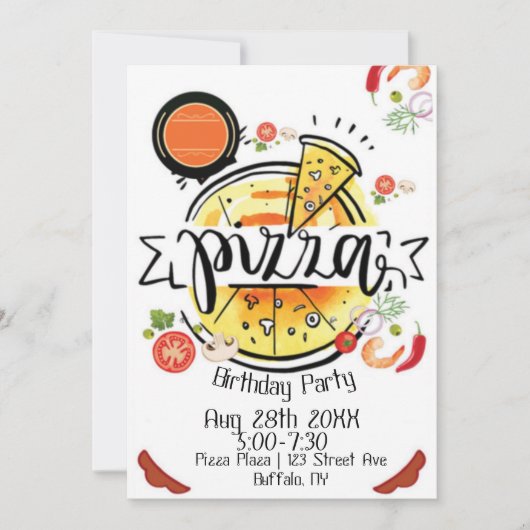 Invitation Pizza fête d'anniversaire (Devant)