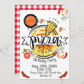 Invitation Pizza fête d'anniversaire (Devant / Derrière)