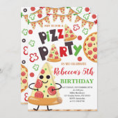Invitation Pizza fête d'anniversaire, tranche d'Anniversaire (Devant / Derrière)