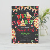 Invitation Pizza fête d'anniversaire, tranche d'Anniversaire  (Debout devant)