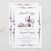 Invitation Pizza | Fête des mariées à vin (Devant / Derrière)