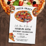 Invitation Pizza fête du 40e anniversaire<br><div class="desc">invitations à pizza watercolor party. Tout le texte est ajustable et facile à changer pour vos besoins de partie. Invitations de fête d'anniversaire pour adultes,  invitations de téléchargement imprimable,  idées de fête pour adultes décontracté moderne et simple.</div>