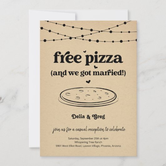 Invitation Pizza Gratuite Funny Réception De Mariage Seulemen (Devant)