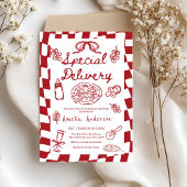 Invitation Pizza Hand Drawn Special Delivery Baby Shower