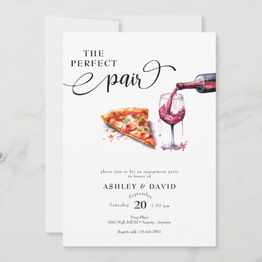 Invitation Pizza Italien | Vin Fête de Mariage (Devant)