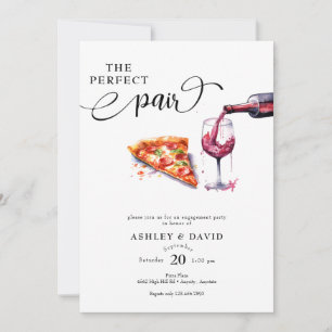 Invitation Pizza Italien   Vin Fête de Mariage
