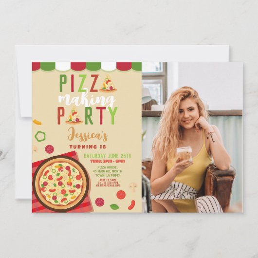 Invitation Pizza Making Party Anniversaire Photo (Devant)