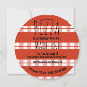 Invitation Pizza Mix Anniversaire Foody Rouge Plaid (Dos)