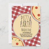 Invitation Pizza moderne fête d'anniversaire Plaid Red Invita (Devant)