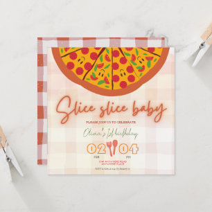 Invitation Pizza moderne photo thème premier anniversaire