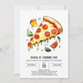 Invitation Pizza numérique Whimsical Anniversaire (Devant)