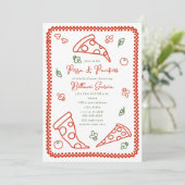 Invitation Pizza & Pacifier croquis Doodle Baby shower neutre (Debout devant)