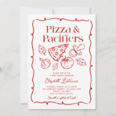 Invitation Pizza & Pacifiers Hand Drawn Italian Baby Shower (Devant)
